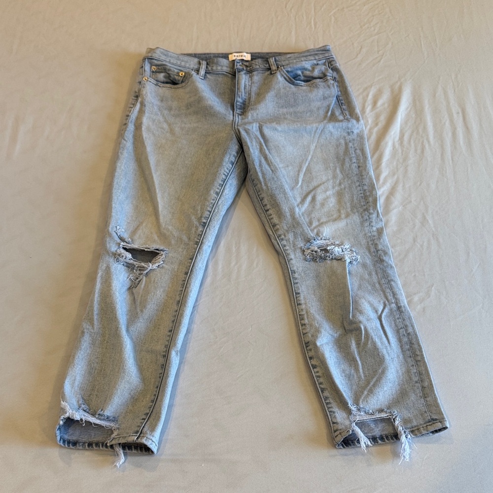 pistola Light Blue Distressed Boyfriend Jeans